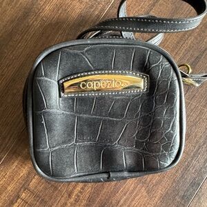 Capezio Black and Gold Leather Shoulder Bag Purse Vintage Minimalist 90s
